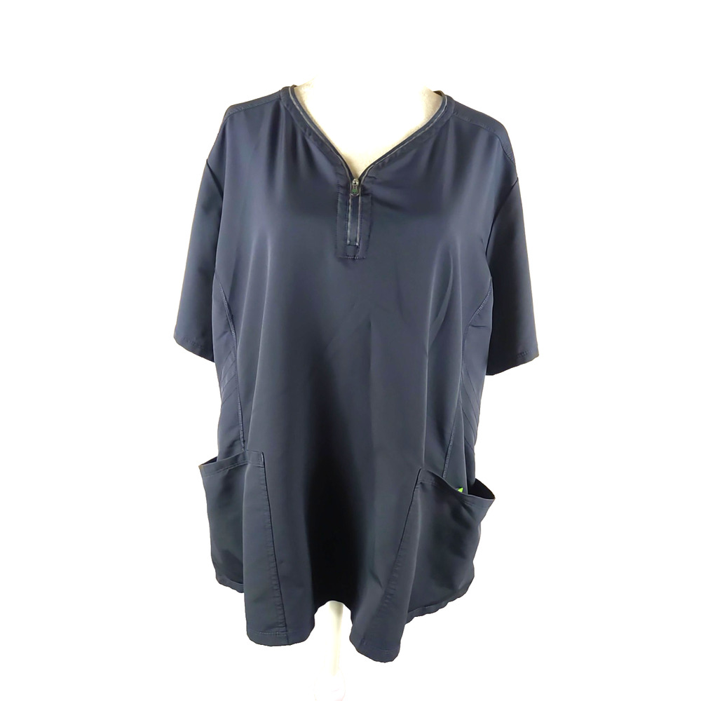 Healing Hands H H 360 Women's Scrub Top Size 3 X Large Gray Zip Polyester